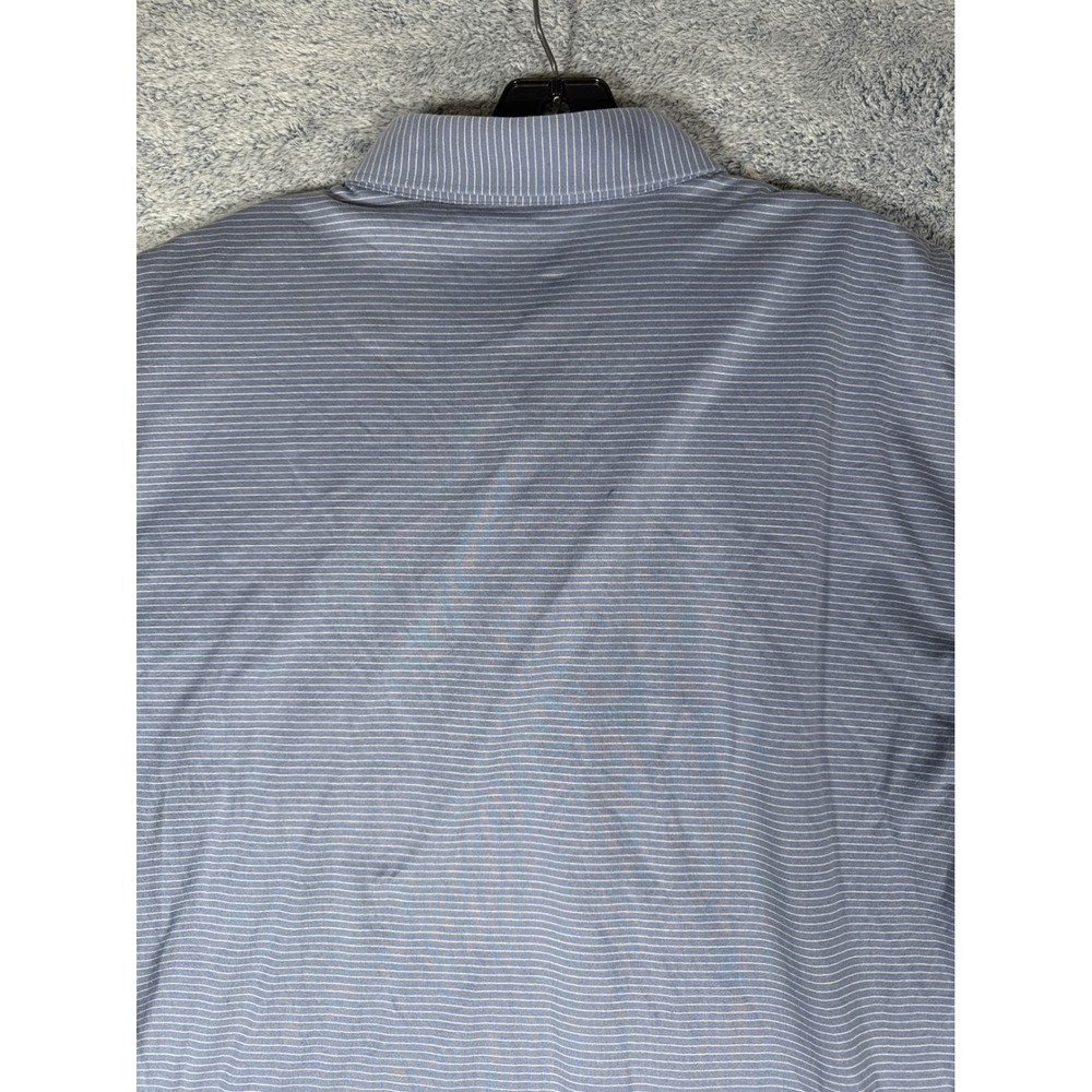 Peter Millar Mens XL Blue Striped 100% Cotton Polo Shirt Crest Logo Short Sleeve - Picture 11 of 16